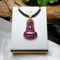 Phật Quán thế âm bồ tát đá Ruby Nam Phi, vàng 18k