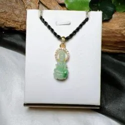Mặt dây quán thế âm bồ tát ngọc Cẩm thạch Myanmar, vàng 18k - Ảnh 2