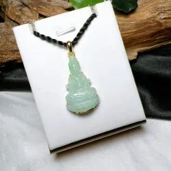 Phật Quán thế âm bồ tát ngọc Cẩm thạch Myanmar, vàng 18k - Ảnh 4