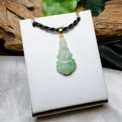 Quán thế âm bồ tát ngọc Cẩm thạch Myanmar, vàng 18k - Ảnh 4