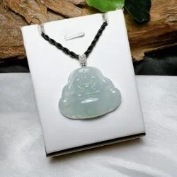 Phật Di Lặc ngọc Phỉ thuý băng chủng Myanmar, vàng 18k - Ảnh 2