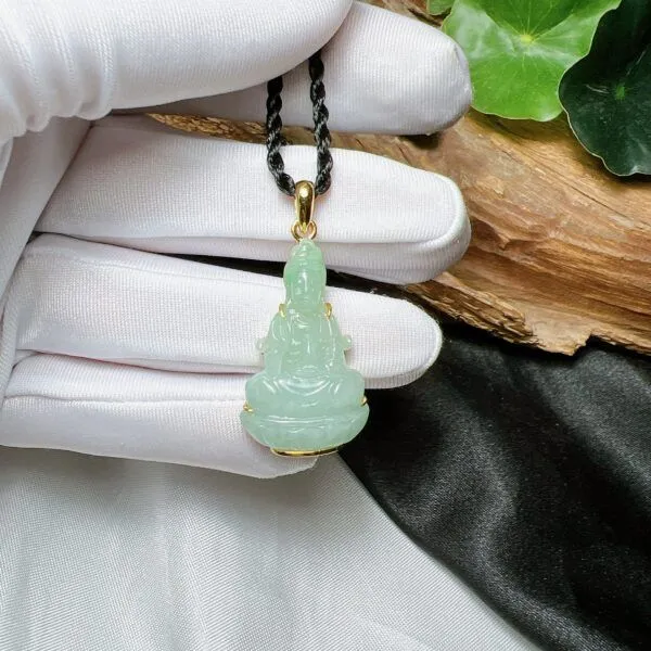 Phật Quán thế âm bồ tát ngọc Cẩm thạch Myanmar, vàng 18k