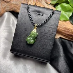 Mặt dây chuyền Tỳ hưu ngọc bích Canada, móc vàng 18k - Ảnh 7