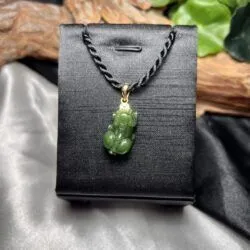 Mặt dây chuyền Tỳ hưu ngọc bích Canada, móc vàng 18k - Ảnh 8