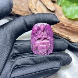 Mặt dây Phổ hiền bồ tát Ruby Nam Phi, chạm khắc thủ công tinh xảo