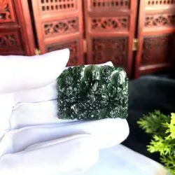 Tam thế phật ngọc Phỉ thuý lão lam lục Miến Điện (Myanmar) - Ảnh 6