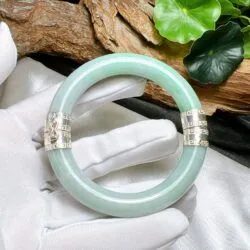 Vòng bản liền ngọc Cẩm thạch Myanmar, bọc bạc 925 - Ảnh 2