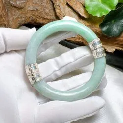 Vòng bản liền ngọc Cẩm thạch Myanmar, bọc bạc 925 - Ảnh 6