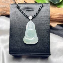 Quán thế âm bồ tát ngọc Phỉ thuý băng xanh thanh, vàng 18k