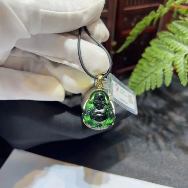 Phật Di Lặc ngọc phỉ thuý mực dục Myanmar Phật Di Lặc ngọc phỉ thuý mực dục Myanmar