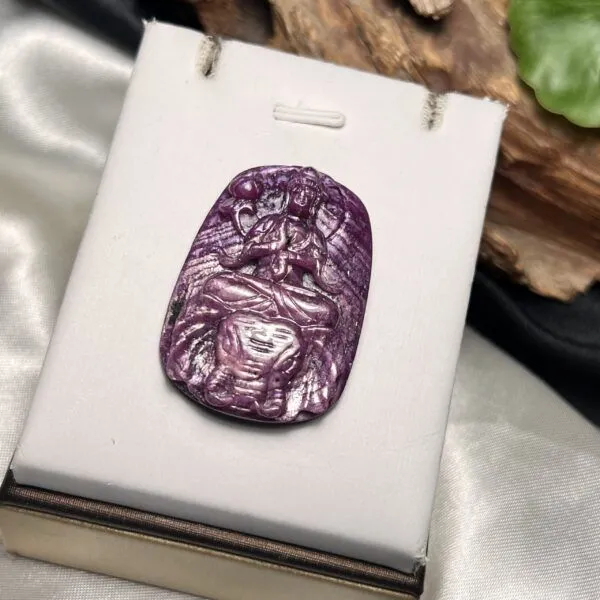 Mặt dây Phổ hiền bồ tát Ruby Nam Phi, chạm khắc thủ công tinh xảo