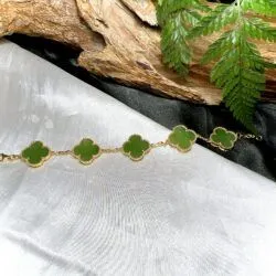 Lắc tay cỏ 4 lá ngọc bích Canada, vàng 18k - Hình ảnh 2