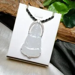 Phật Quán thế âm bồ tát ngọc Phỉ thuý băng chủng Miến Điện (Myanmar), vàng 18k - Hình ảnh 2