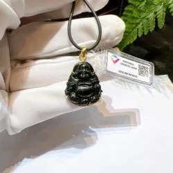 Phật Di Lặc ngọc phỉ thuý mực dục Myanmar - Hình ảnh 5