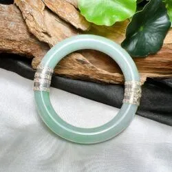 Vòng bản liền ngọc Cẩm thạch Myanmar, bọc bạc 925 - Ảnh 3