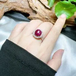 Nhẫn oval Ruby Nam Phi, vàng 18k - Ảnh 2