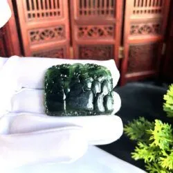 Tam thế phật ngọc Phỉ thuý lão lam lục Miến Điện (Myanmar) - Ảnh 8