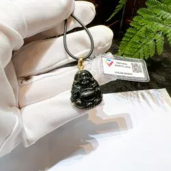 Phật Di Lặc ngọc phỉ thuý mực dục Myanmar - Hình ảnh 7