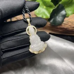 Quán Thế Âm Bồ Tát bạch ngọc, vàng 18k - Hình ảnh 7