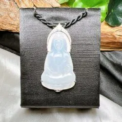 Phật Quán thế âm bồ tát ngọc Phỉ thuý băng chủng Miến Điện (Myanmar), vàng 18k - Hình ảnh 5