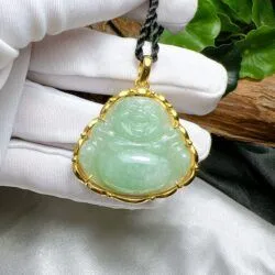 Phật Di Lặc ngọc cẩm thạch Myanmar, vàng 18k - Ảnh 6