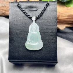 Quán thế âm bồ tát ngọc Phỉ thuý băng xanh thanh, vàng 18k - Ảnh 2