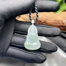 Quán thế âm bồ tát ngọc Phỉ thuý băng xanh thanh, vàng 18k - Ảnh 8