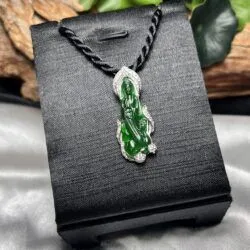 Mặt dây Quán thế âm bồ tát ngọc Phỉ thuý xanh lục Guatemala - Ảnh 4