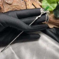 Trâm cài tóc ngọc Phỉ thuý lục đế vương, bạc 925 - Ảnh 2