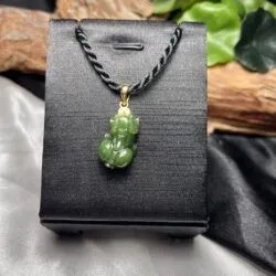 Mặt dây chuyền Tỳ hưu ngọc bích Canada, móc vàng 18k - Ảnh 6