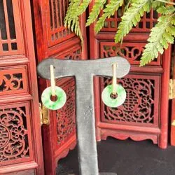 Khuyên tai đồng điếu ngọc Cẩm thạch Myanmar, vàng 18k - Ảnh 3