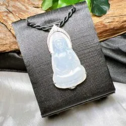 Phật Quán thế âm bồ tát ngọc Phỉ thuý băng chủng Miến Điện (Myanmar), vàng 18k - Hình ảnh 7