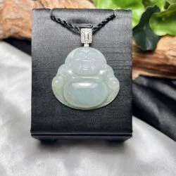Phật Di Lặc ngọc Phỉ thuý băng chủng Myanmar, vàng 18k - Ảnh 5