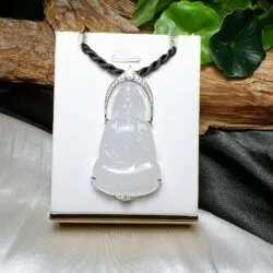 Phật Quán thế âm bồ tát ngọc Phỉ thuý băng chủng Miến Điện (Myanmar), vàng 18k - Hình ảnh 4