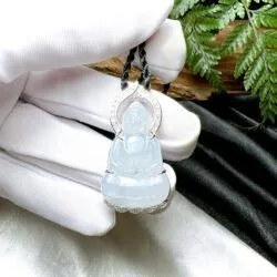 Quán thế âm bồ tát ngọc Phỉ thuý hoa bay Miến Điện (Myanmar), vàng 14k - Ảnh 7