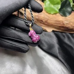 Mặt dây tỳ hưu đá Ruby Nam Phi, móc vàng 18k - Ảnh 6