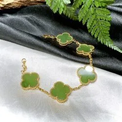 Lắc tay cỏ 4 lá ngọc bích Canada, vàng 18k