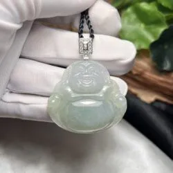 Phật Di Lặc ngọc Phỉ thuý băng chủng Myanmar, vàng 18k - Ảnh 6
