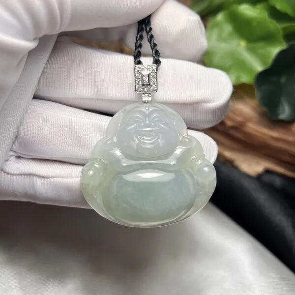 Phật Di Lặc ngọc Phỉ thuý băng chủng Myanmar, vàng 18k