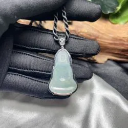 Quán thế âm bồ tát ngọc Phỉ thuý băng xanh thanh, vàng 18k - Ảnh 7