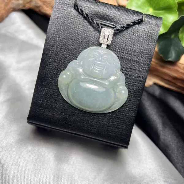 Phật Di Lặc ngọc Phỉ thuý băng chủng Myanmar, vàng 18k