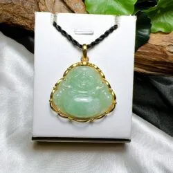 Phật Di Lặc ngọc cẩm thạch Myanmar, vàng 18k