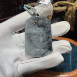 Mặt dây vô sự bài ngọc cẩm thạch gà đen