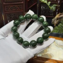 Vòng chuỗi Ngọc bích xanh đậm bông lý, KT 16 ly - Ảnh 6