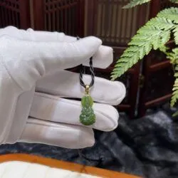 Mặt dây Quán thế âm bồ tát ngọc bích Canada, vàng 18k - Ảnh 7