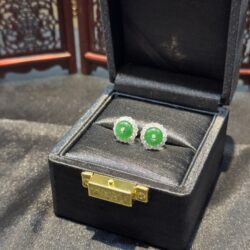 Khuyên tai đồng điếu ngọc phỉ thuý xanh lục