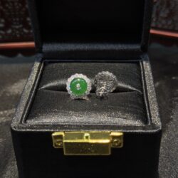 Khuyên tai đồng điếu ngọc phỉ thuý xanh lục