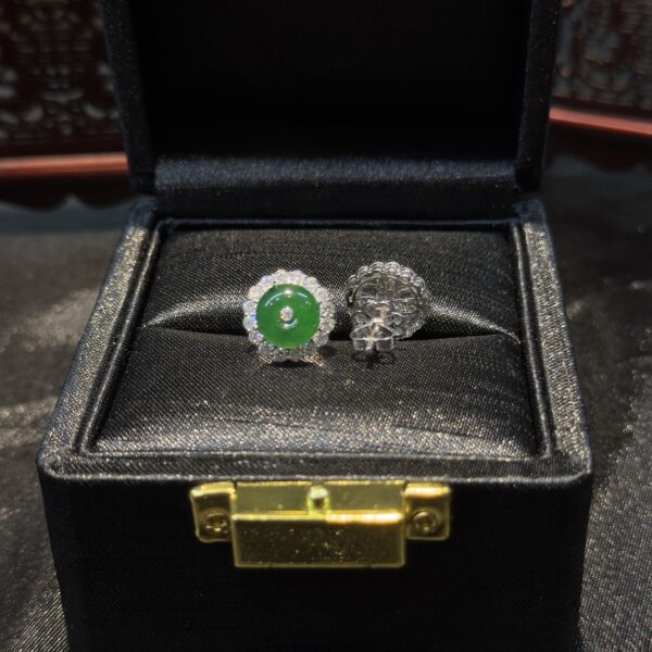 Khuyên tai đồng điếu ngọc phỉ thuý xanh lục