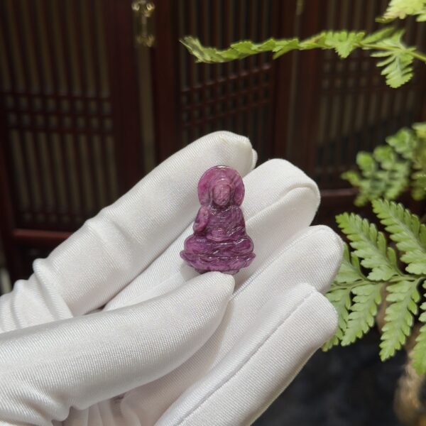 Mặt dây A Di Đà phật đá Ruby sao thiên nhiên
