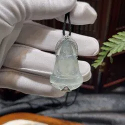 Mặt dây Quán thế âm bồ tát ngọc phỉ thuý cao băng Myanmar - Ảnh 9